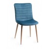 Bentley Designs Dansk Scandi Oak 6-8 Seater Dining Table With 6 Eriksen Petrol Blue Velvet Fabric Chairs