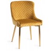 Bentley Designs Turin Light Oak 6-8 Seater Dining Table With 6 Cezanne Mustard Velvet Matt Gold Plated Legs Chairs