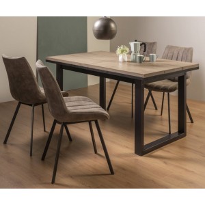 Bentley Designs Tivoli Weathered Oak 4-6 Seater Dining Table With 4 Fontana Tan Faux Suede Fabric Chairs