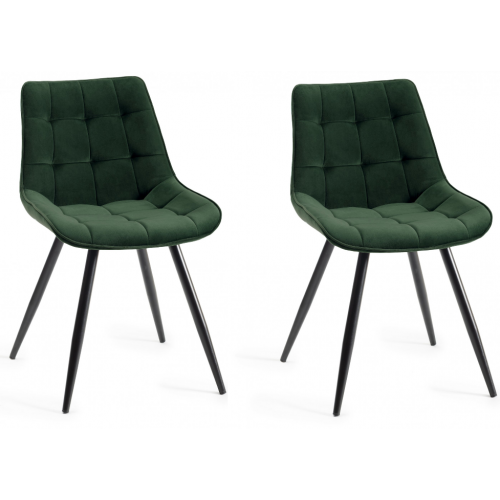 Bentley Designs Seurat Furniture Green Velvet Fabric Chairs Pair