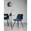 Bentley Designs Seurat Furniture Blue Velvet Fabric Chairs Pair