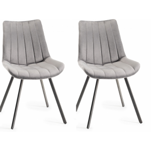 Bentley Designs Fontana Grey Velvet Fabric Chairs Pair
