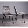 Bentley Designs Ramsay Rustic Melamine 6 Seater Dining Table with X Leg With 4 Mondrian Grey Velvet Fabric Chairs