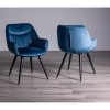 Bentley Designs Ramsay Rustic Oak Effect Melamine 6 Seater Dining Table with 6 Dali PetrolBlue Velvet Fabric Chairs