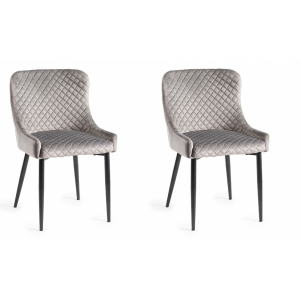 Bentley Designs Cezanne Grey Velvet Fabric Chairs (Pair)