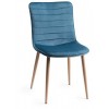 Bentley Designs Dansk Scandi Oak 6 Seater Dining Table With 6 Eriksen Petrol Blue Velvet Fabric Chairs