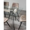 Bentley Designs Miro Clear Tempered Glass 6 Seater Dining Table with 6 Seurat Tan Faux Suede Fabric Chairs