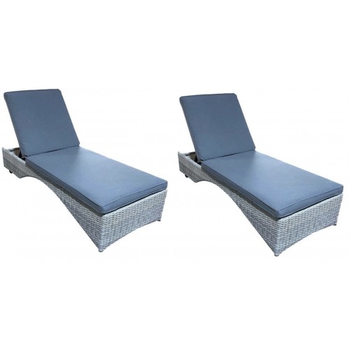 Signature Weave Savannah Grey Pair of Sunbeds with drinks table