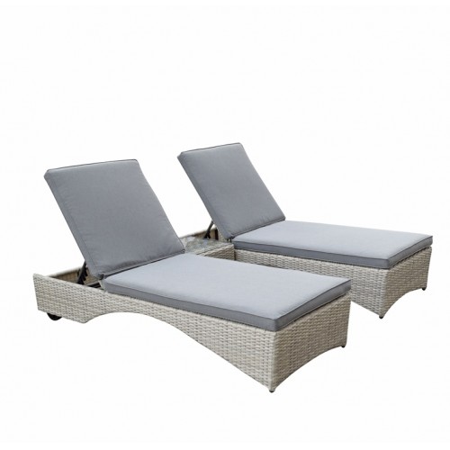 Signature Weave Meghan Pair of Sunbed's with Side Table