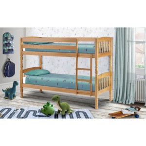 Julian Bowen Furniture Lincoln Pine 3ft Single Bunk Bed With Platinum Mattress