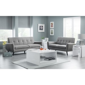 Julian Bowen Monza Furniture Mid-Grey Linen 2 Seater Sofa and 3 Seater Sofa