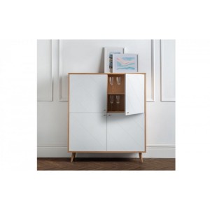 Julian Bowen White Painted Furniture Moritz Oak and white 4 Door Cabinet