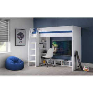 Julian Bowen Furniture Nebula White Gaming Bed with Desk