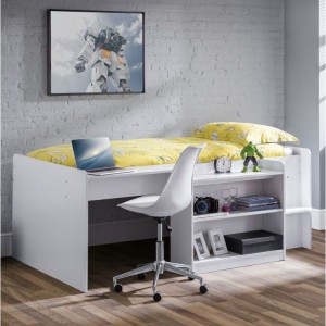 Julian Bowen Furniture Neptune White Single 3ft Midsleeper Bed with Premier Mattress