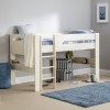 Julian Bowen Furniture Pluto Stone White 3ft Midsleeper Bed with Shelves and Pink Star Tent