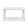 Julian Bowen Furniture Positano White Dining Table With 4 Calabria Blue Velvet Chairs