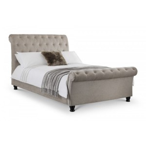 Julian Bowen Furniture Ravello Fabric Deep Button Scroll Double 4ft6 Bed with Deluxe Semi Orthopaedic Mattress