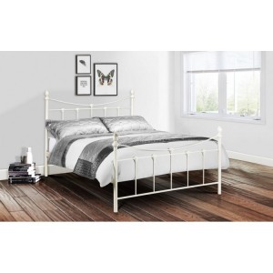 Julian Bowen Furniture Rebecca Stone White Double 4ft Bed with Deluxe Semi Orthopaedic Mattress