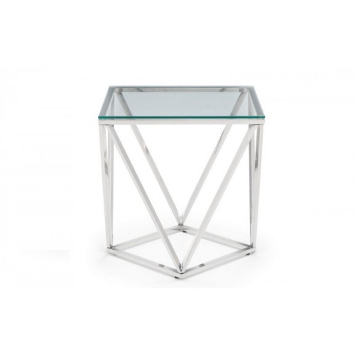 Julian Bowen Furniture Riviera Silver Glass Top Octagonal Lamp Table
