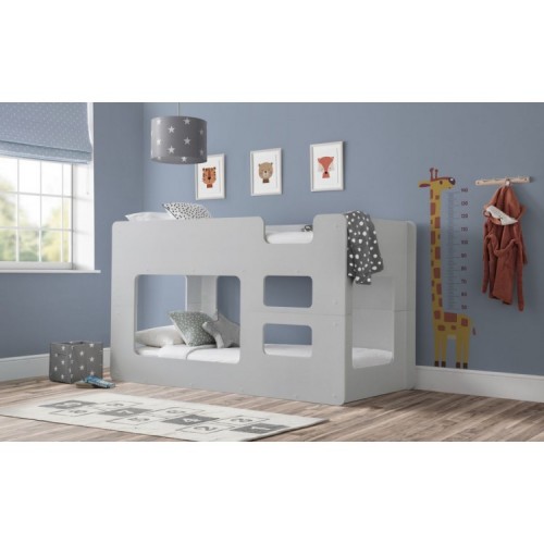 Julian Bowen Furniture Solar Pod Dove Grey Painted 3ft Bunk Bed With Premier Mattress