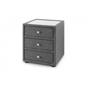 Julian Bowen Furniture Sorrento Slate Grey Linen 3 Drawer Bedside