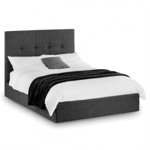 Julian Bowen Furniture Sorrento Fabric 4ft Double Bed with Lift-Up Storage and Comfy Roll Mattress