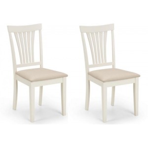 Julian Bowen Painted Furniture Stanmore Ivory Taupe Linen Dining Chair Pair
