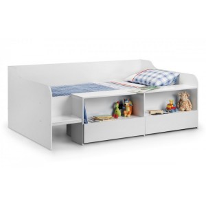 Julian Bowen Furniture Stella 3ft Low Sleeper Bed in Pure White With Deluxe Semi Orthopaedic Mattress