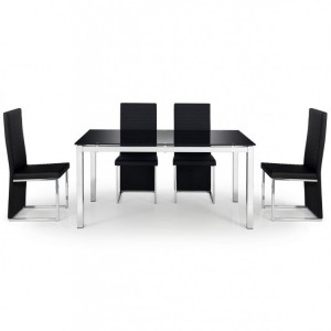 Julian Bowen Tempo Chrome and Glass Top Dining Table with 4 Chair Set