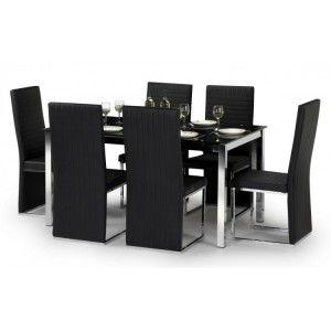 Julian Bowen Tempo Chrome and Glass Top Dining Table with 6 Chair Set