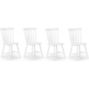 Julian Bowen Furniture Set of 4 Torino White 6 Slat Dining Chair
