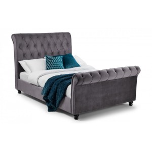 Julian Bowen Furniture Valentino Grey Velvet 4ft6 Double Bed
