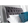 Julian Bowen Furniture Valentino Grey Velvet 4ft6 Double Bed With Deluxe Semi Orthopaedic Mattress