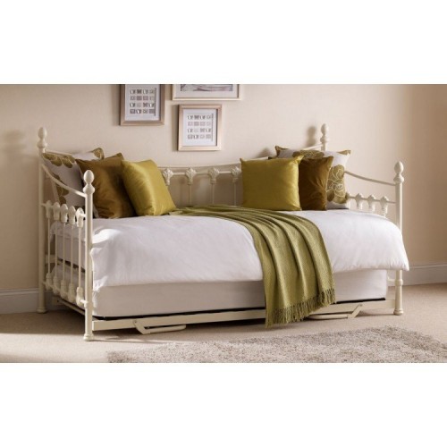 Julian Bowen Furniture Versailles White Daybed and Trundle With Comfy Roll Mattress