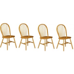 Julian Bowen Set Of 4 Windsor Honey 6 Slat Spindle Back Dining Chair