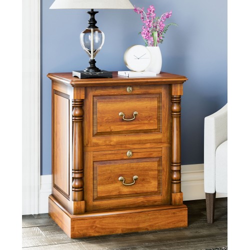 La Reine Mahogany Furniture Light Brown Two Drawer Filing Cabinet