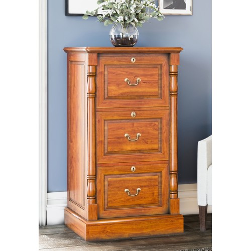 La Reine Mahogany Furniture Light Brown Three Drawer Filing Cabinet