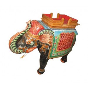 Hand Painted Hand Carved Elephant Statue
