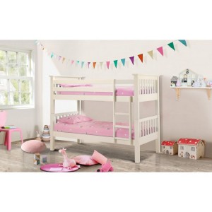 Julian Bowen Furniture Barcelona Stone White Bunk Bed with 2 Capsule Memory Roll-up Mattress Set