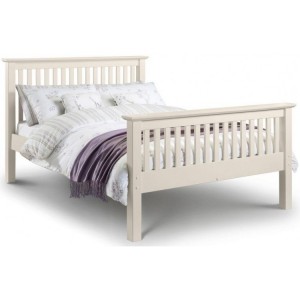 Julian Bowen Furniture Barcelona Stone White High Footend 135cm Bed with Deluxe Semi-Orthopaedic Mattress Set
