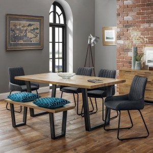 Julian Bowen Furniture Brooklyn Dining Table and 4 Soho Chairs with Brooklyn Bench