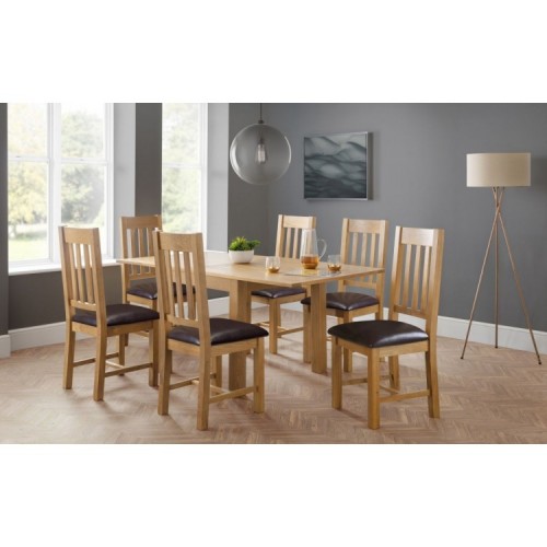 Julian Bowen Oak Furniture Astoria 6 Seater Flip Top Dining Table Set