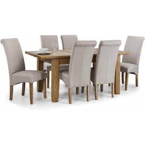 Julian Bowen Furniture Astoria Extending Dining Table Set with 6 Rio Scrollback Fabric Dining Chair