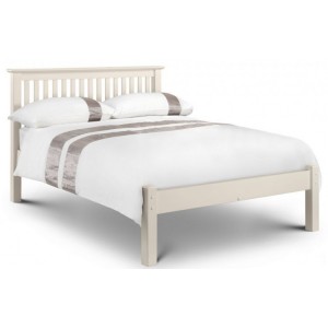 Julian Bowen Furniture Barcelona Stone White Low Footend 135cm Bed with Capsule Reflex Roll-up Mattress Set