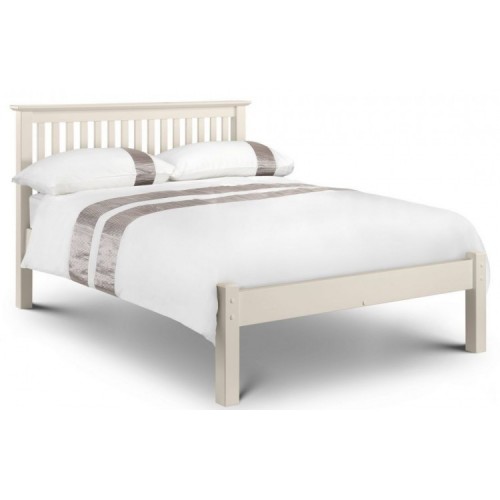Julian Bowen Furniture Barcelona Stone White Low Footend 135cm Bed with Deluxe Semi-Orthopaedic Mattress Set