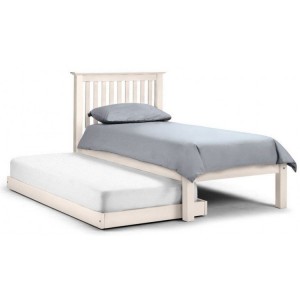 Julian Bowen Furniture Barcelona Stone White Hideaway 3ft Bed with 2 Platinum Bunk Mattress Set