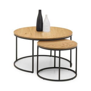 Julian Bowen Bellini Furniture Oak Round Nesting Coffee Table