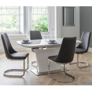 Julian Bowen Furniture Como High Gloss Extending Dining Table with 4 Cantilever Dining Chair