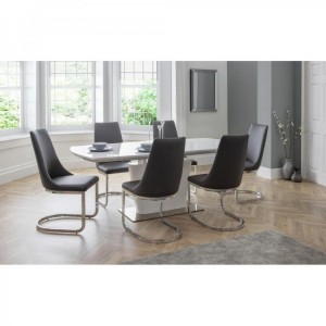 Julian Bowen Furniture Como High Gloss Extending Dining Table with 6 Cantilever Dining Chair