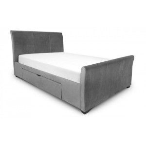 Julian Bowen Furniture Super king Size 6ft Capri Dark Grey Velvet Bed with 2 Drawers